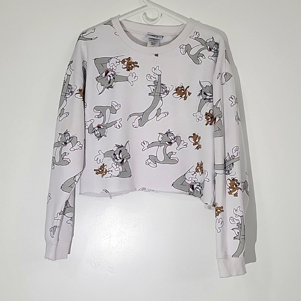 Warner Brothers Tom and Jerry sweatshirt raw edge hem - Picture 1 of 6